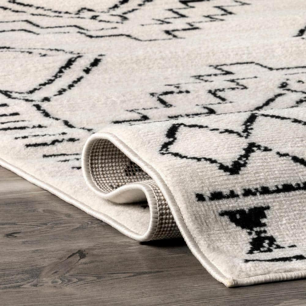 Nuloom 7x9 Noa Triabl Moroccan Indoor Area Rug, Black, Bohemian Design, Stain Resistant, BedroomLiving Room, Kitchen,
