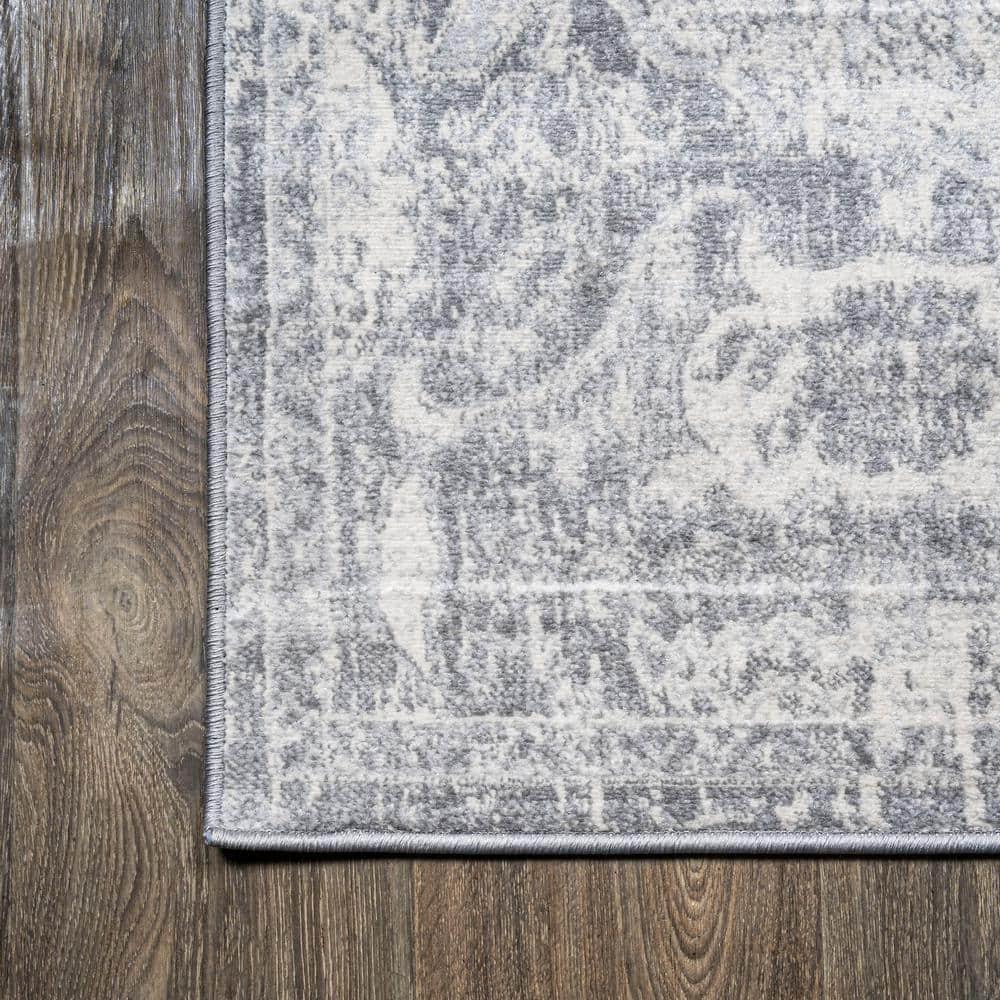 5' X 8' Modern Persian Vintage Medallion Area Rug, Gray/Ivory - JONATHAN Y