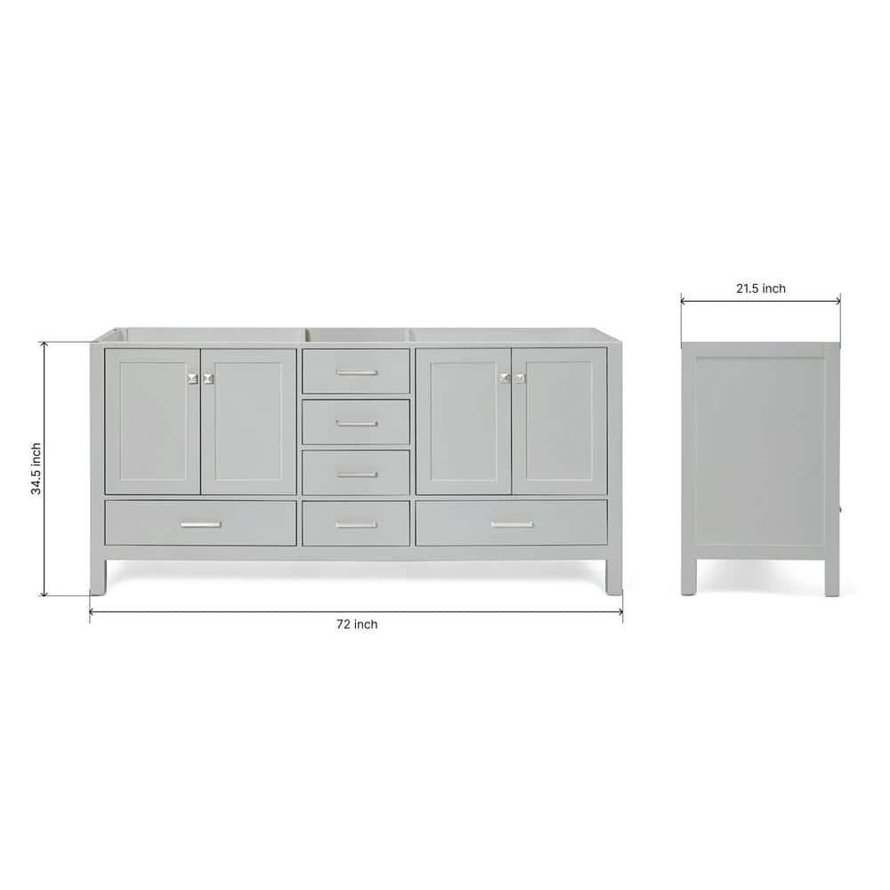 Ariel A073d-Bc Cambridge 72" Double Free Standing Vanity Cabinet Only - Grey