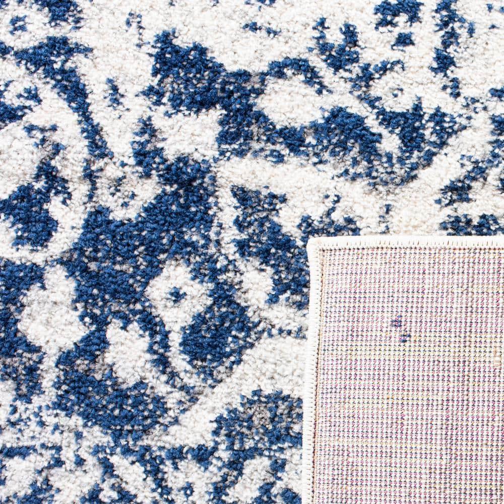 Madison MAD603 Power Loomed Indoor Area Rug - Cream/Navy - 5'3" Round - Safavieh
