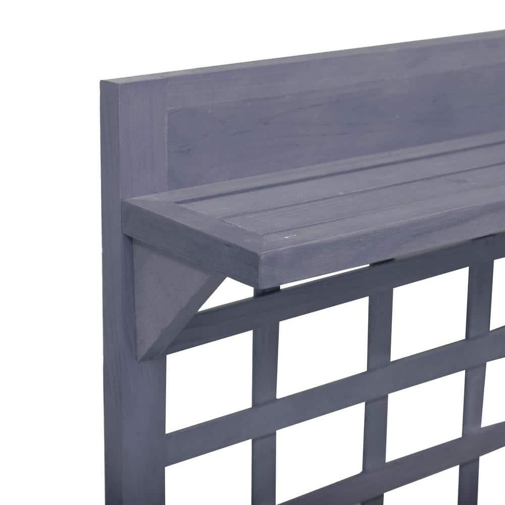 Gray Wood Raised Garden Bed with Trellis and Wheels