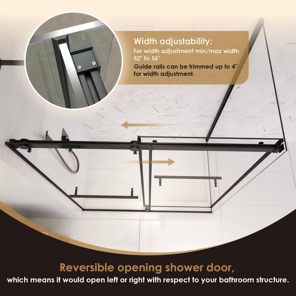 Altair SD80756-36P-MB Belizzi 56" W x 76" H By Pass Frameless Exposed RollerShower Enclosure with Clear Glass