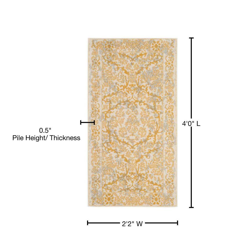 Evoke EVK242 Power Loomed Accent Rug - Ivory/Gold - 2'2"x4' - Safavieh.