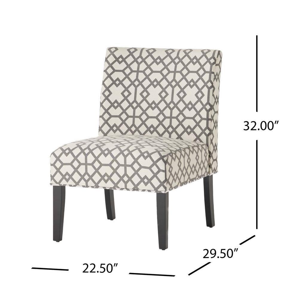 Kassi Accent Chair Gray Geometric Patterned - Christopher Knight Home: Polyester Upholstery, Rubberwood Frame