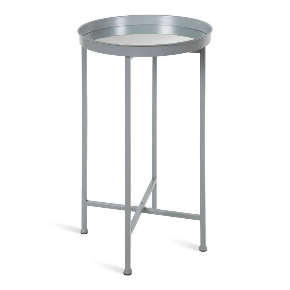 Kate and Laurel Celia Round Metal Tea Table, 14x14x25.75, Gray