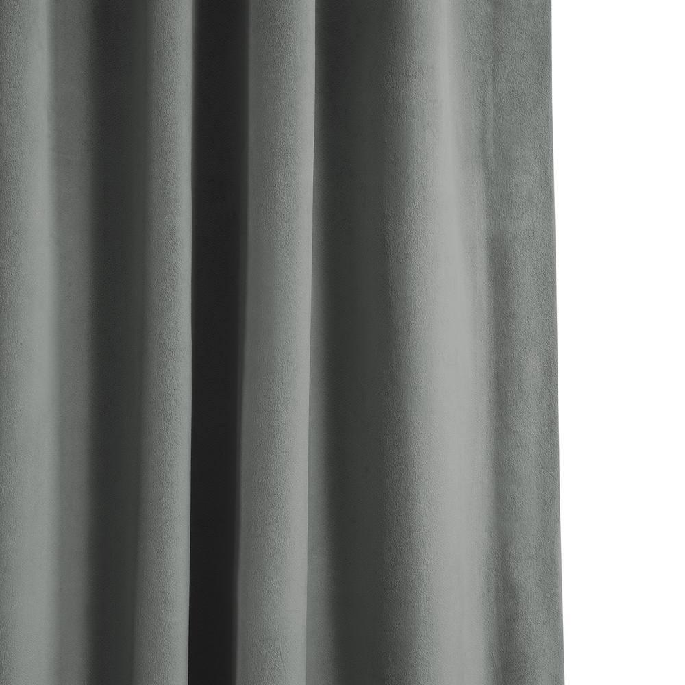 Half Price Drapes Signature Silver Grey Velvet Blackout Curtains for Bedrooms(1 Panel), 50WX 96L
