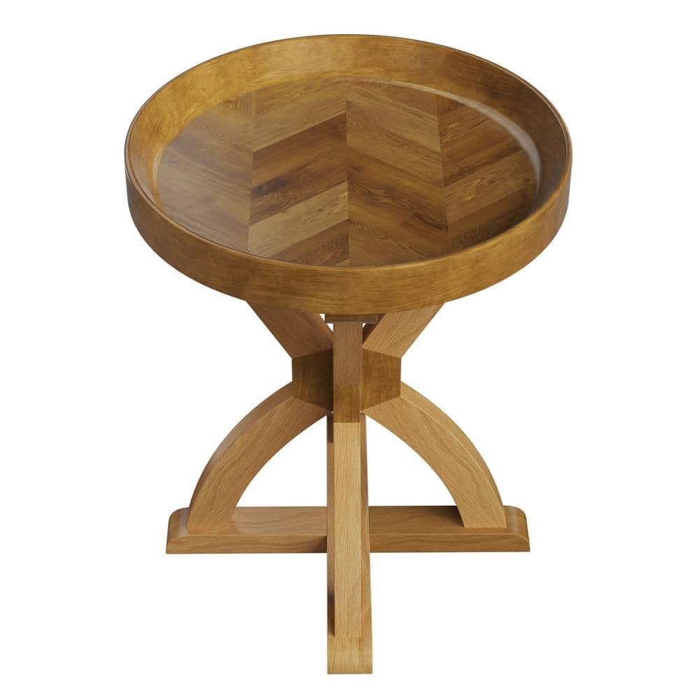 Side Table - Mango Wood Pedestal Table for Couch, Loveseat, Entryway, or Bed - Farmhouse Living Room Furniture by Lavish Home (Natural)