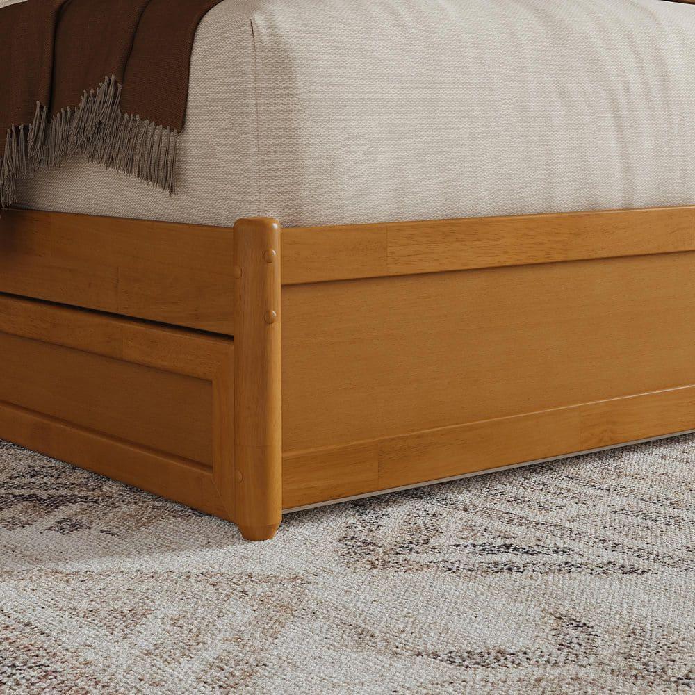 AFI, Andorra Queen Platform Bed with Panel Footboard and Storage Drawers, Light Toffee