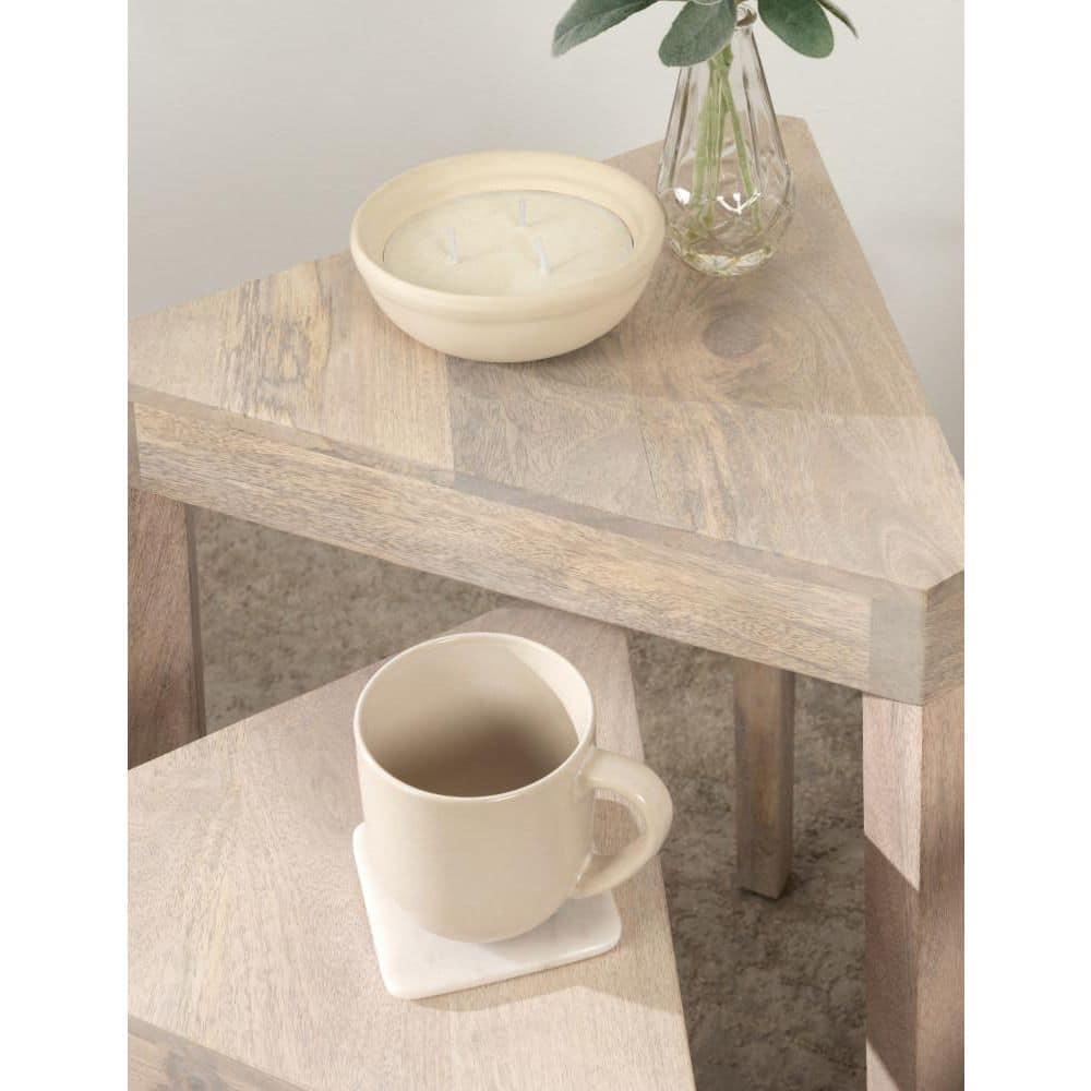 Kate and Laurel Talcott Triangle Wood Nesting Table, 2 Piece, White