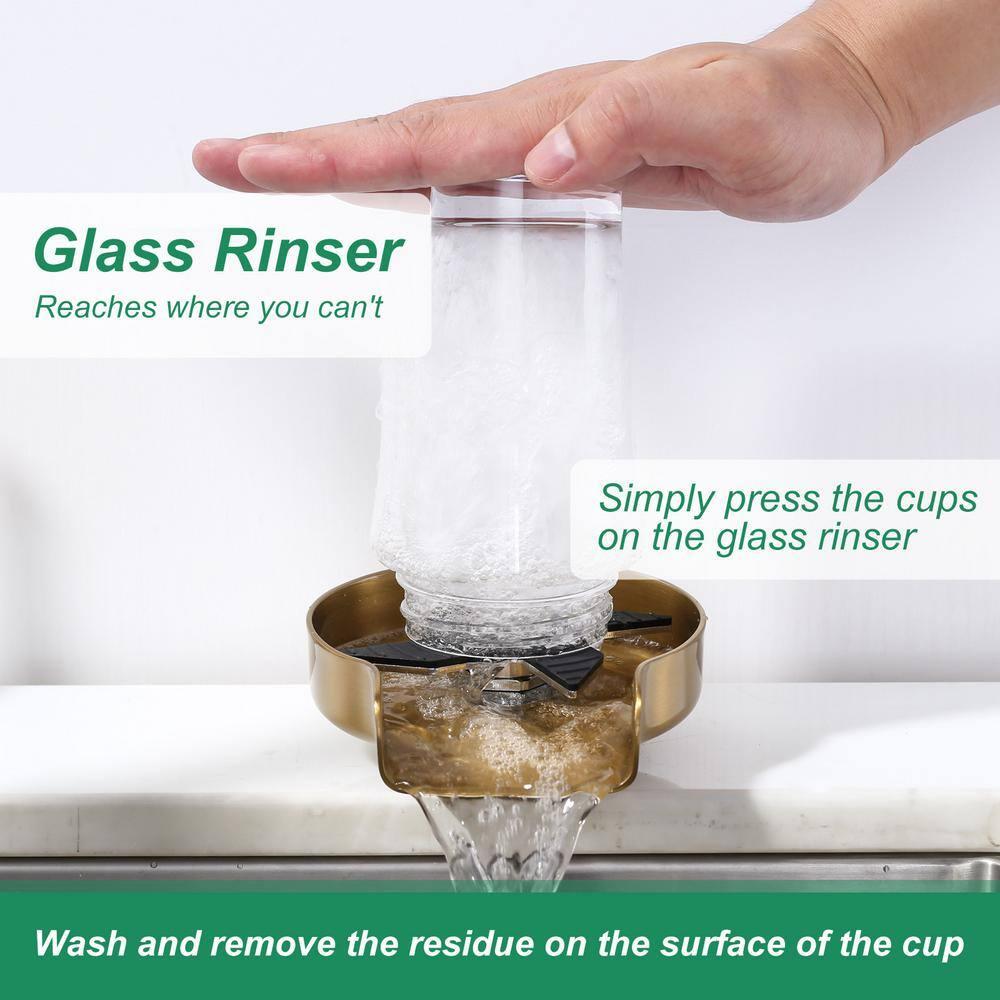 ARCORA Single Handle Stainless Steel Pull-Down Kitchen Faucet with Deckplate and Glass Rinser Combo