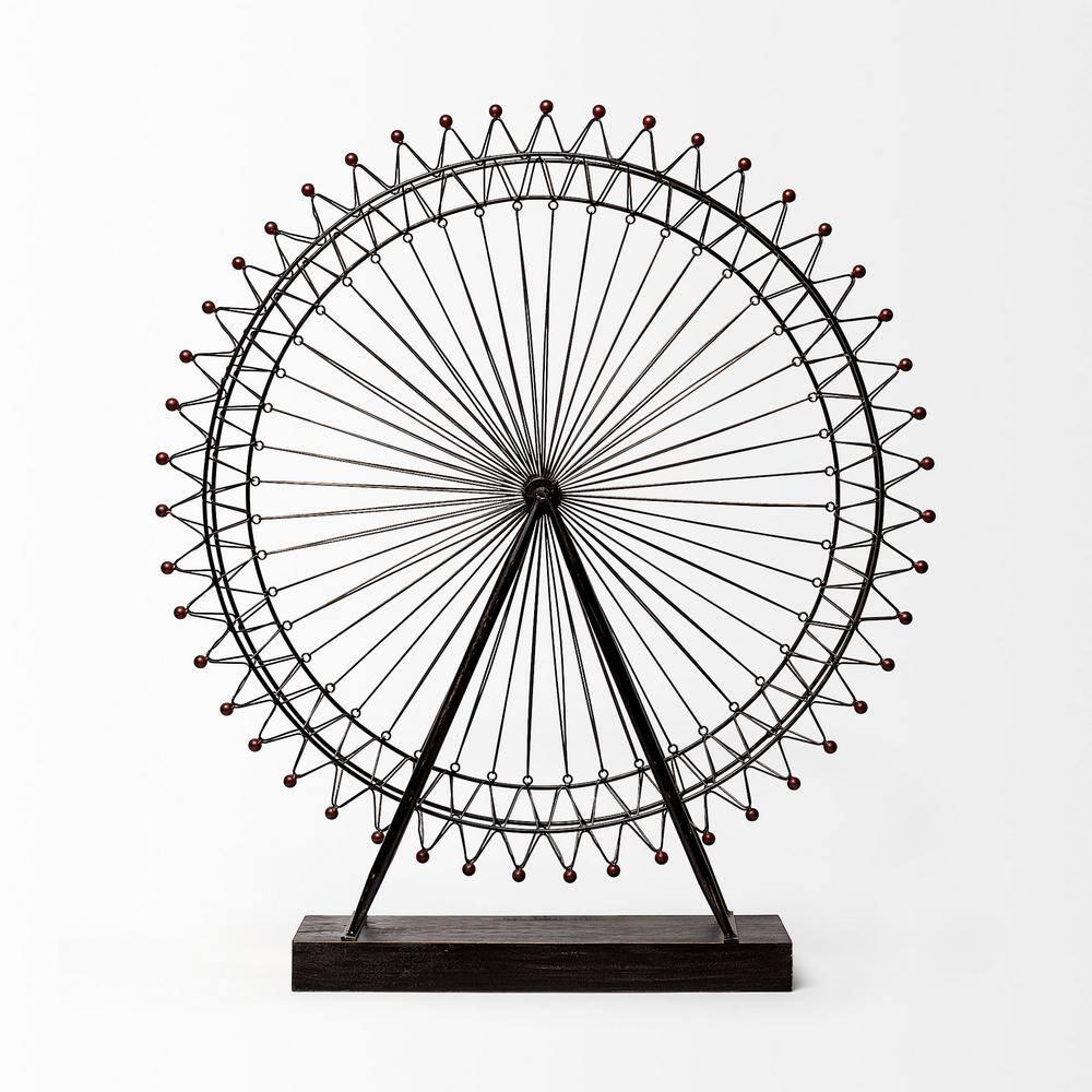 Matte Black Metal London Eye Ferris Wheel Sculpture