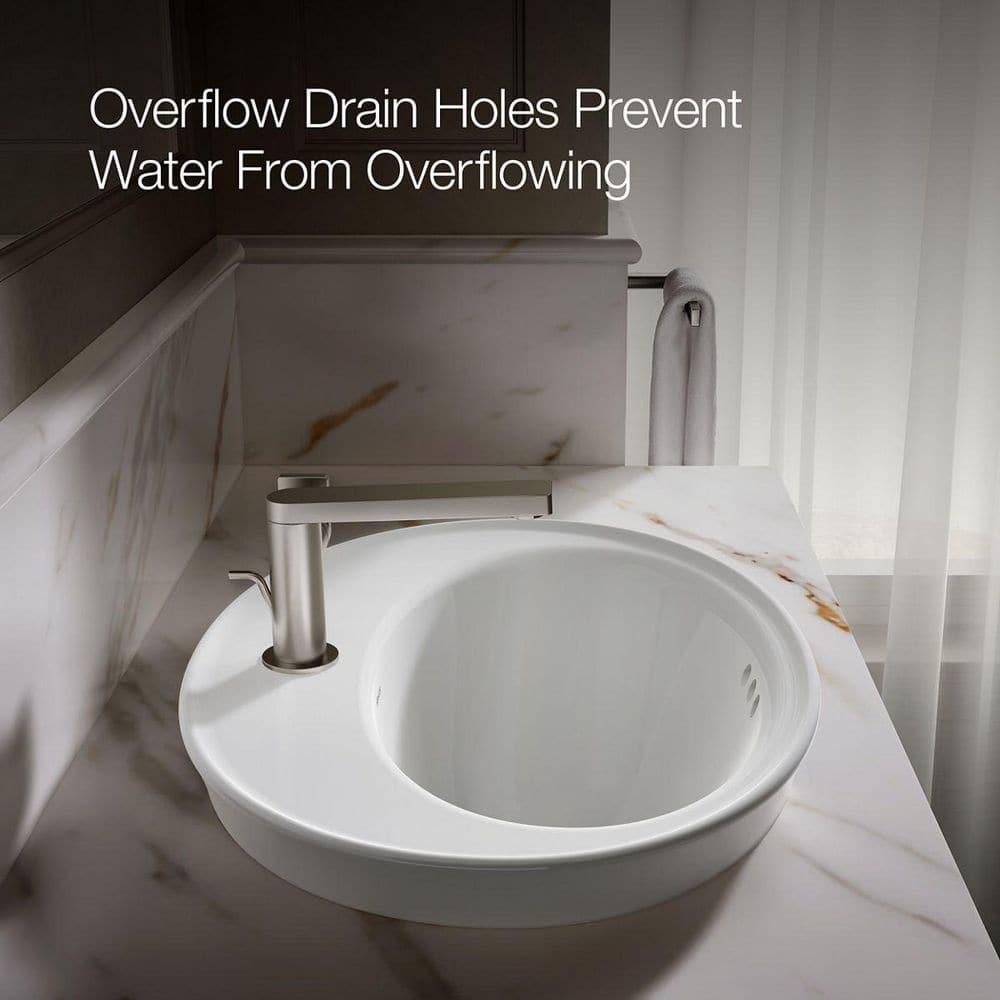 Serif® Ceramic Oval Drop-In Bathroom Sink with Overflow