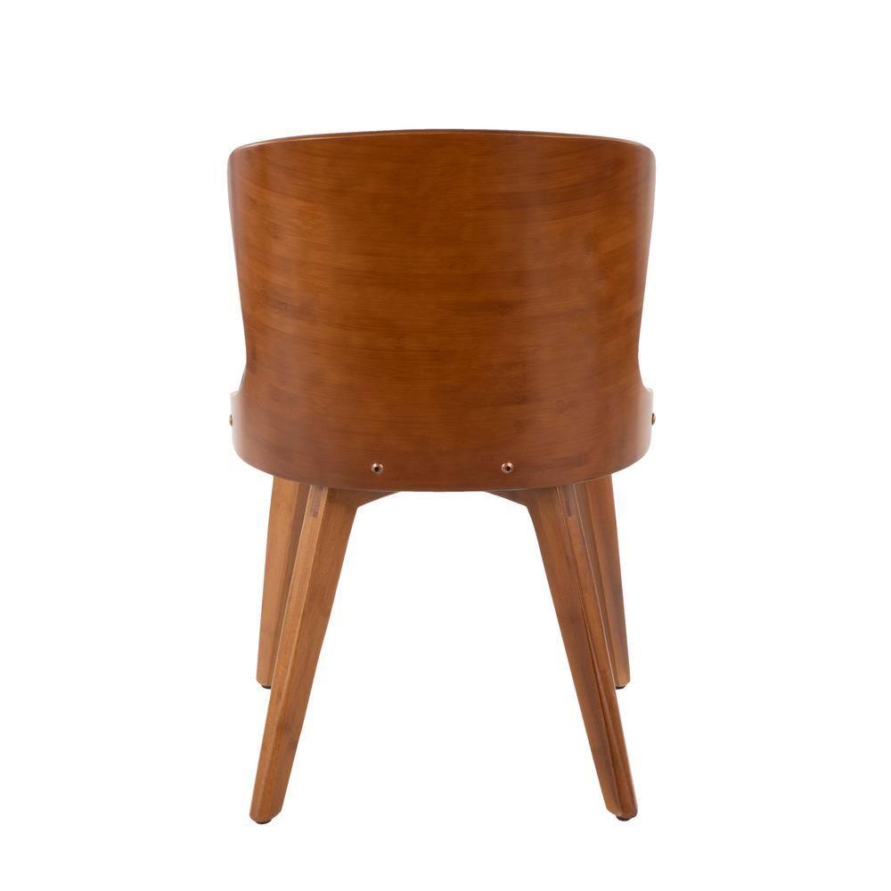 Bocello Mid-Century Modern Chair Black/Walnut - LumiSource: Faux Leather, Wood Frame, Armless