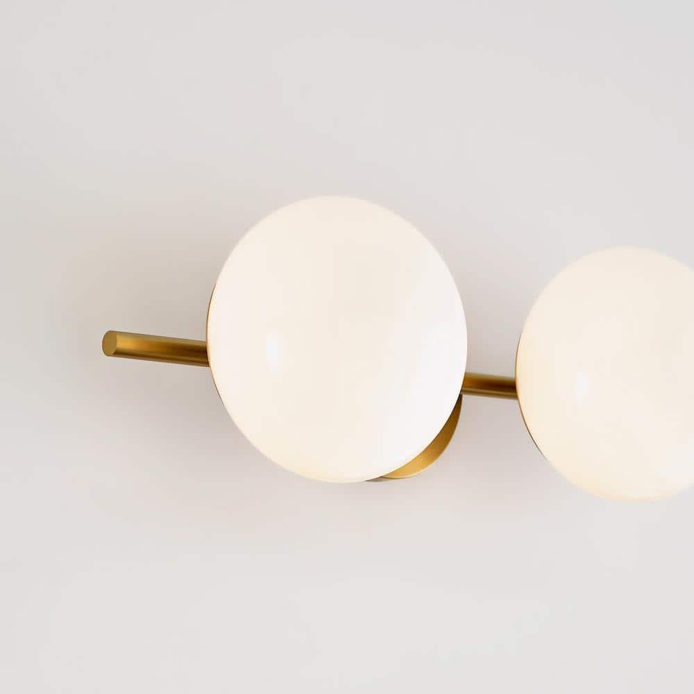 Ellen DeGeneres Crafted Symmetrical 2-Light Vanity in Burnished Brass with Milk White Glass