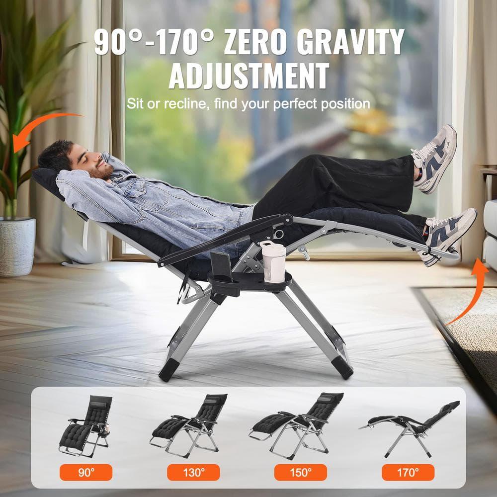 VEVOR 26" Zero Gravity Recliner Lounge Chair - Heavy-Duty Folding Indoor/Outdoor Lounger