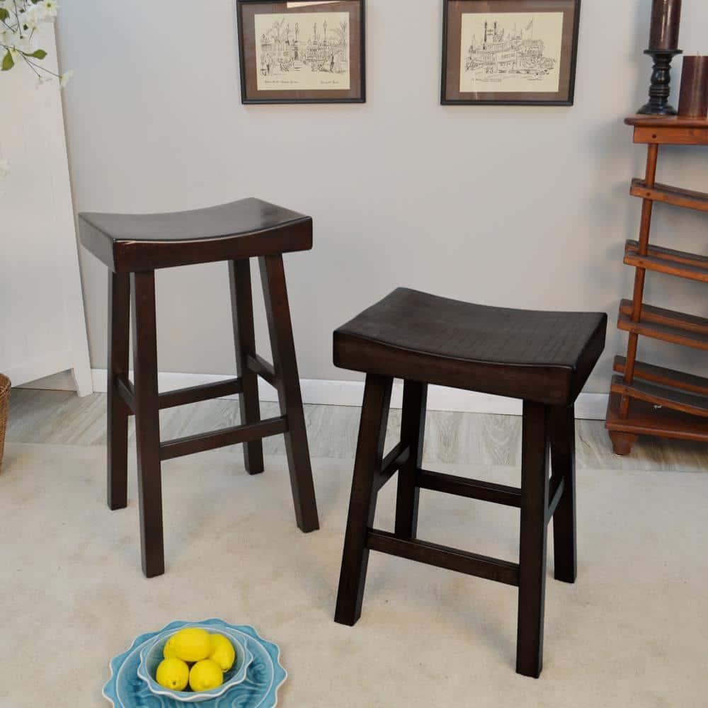Carolina Living 24"Levi Counter Height Barstool Espresso Brown and Table: Solid Wood, Backless