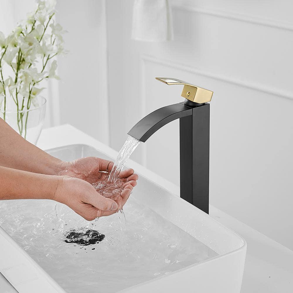 BWE Waterfall Single Hole Single Handle Bath Vessel Sink Faucet With Pop Up Drain Without Overflow