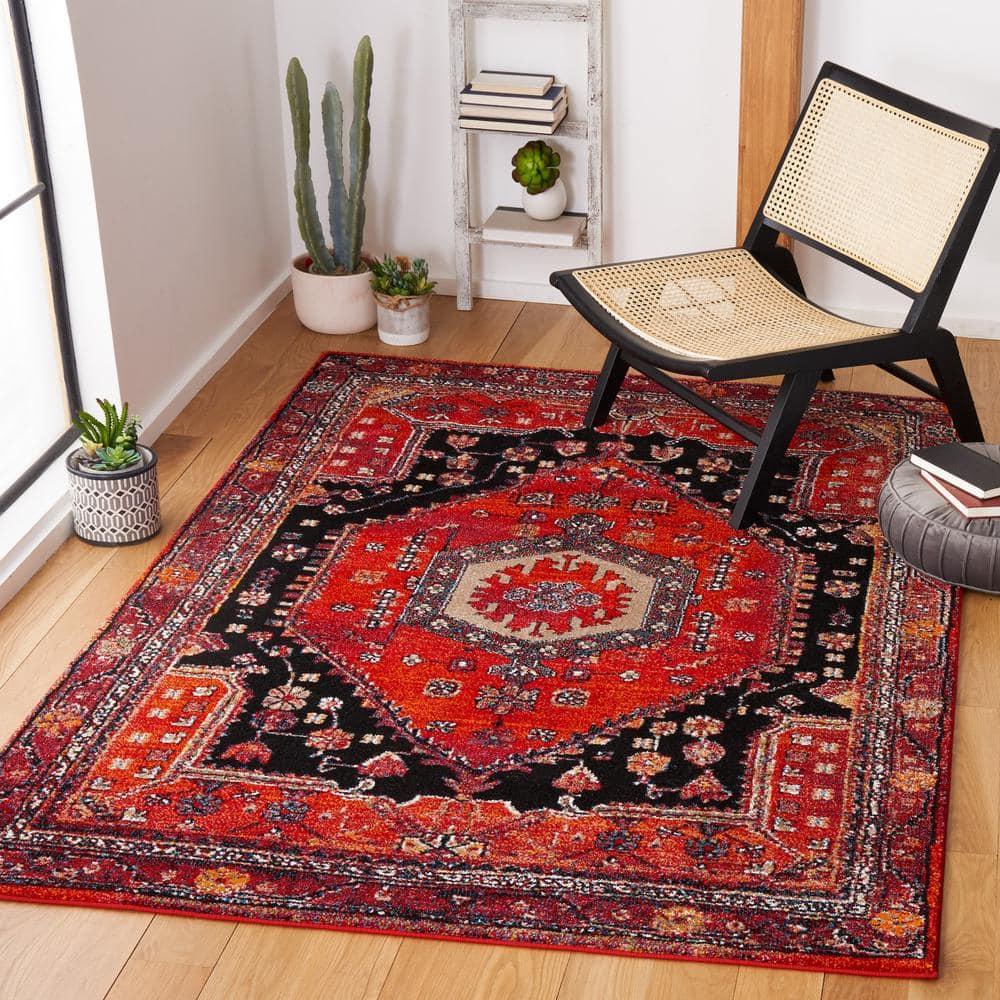 Vintage Hamadan VTH204 Power Loomed Area Rug - Red/Black - 6'7"x6'7" - Safavieh.