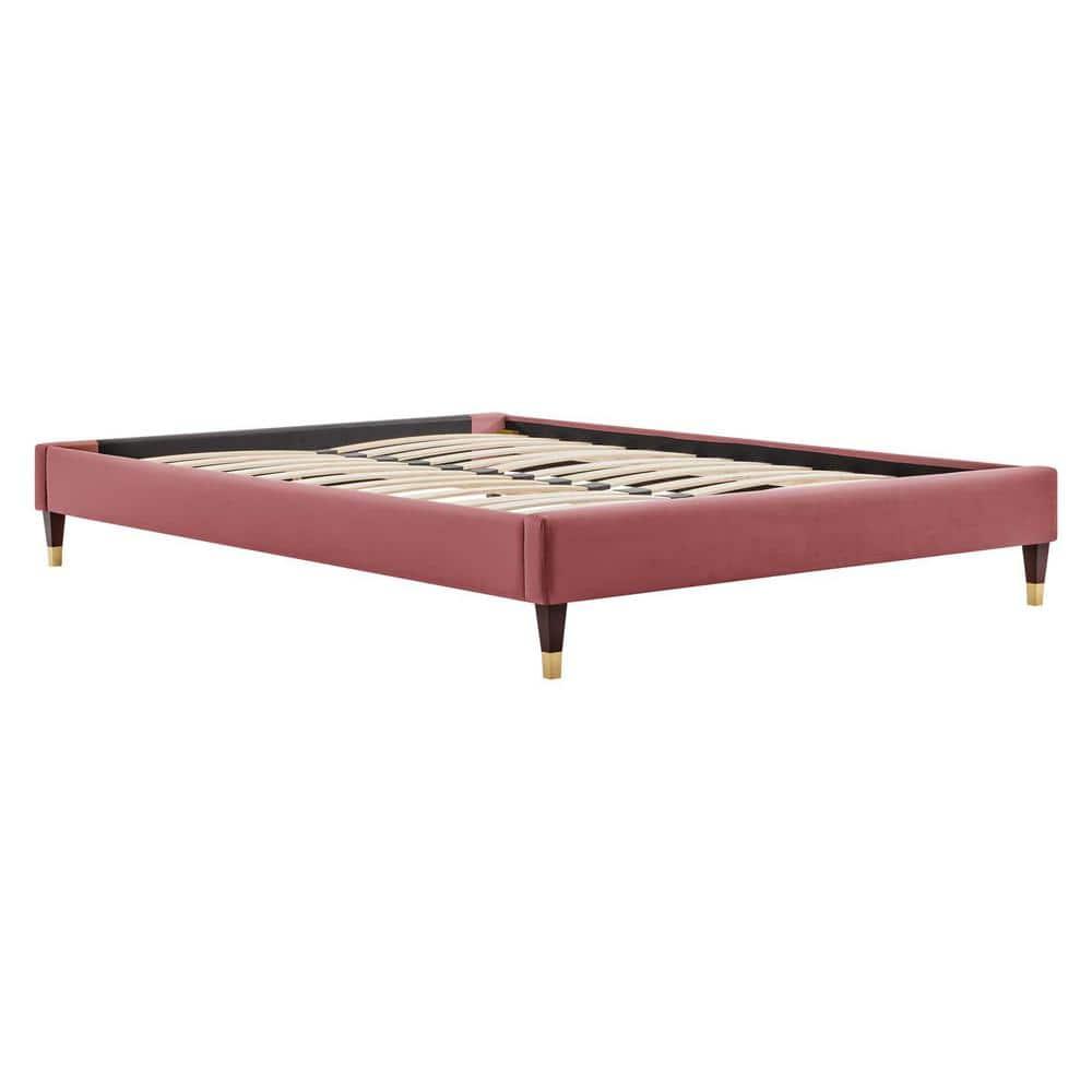 Modway Harlow Full Performance Velvet Platform Bed Frame in Dusty Rose