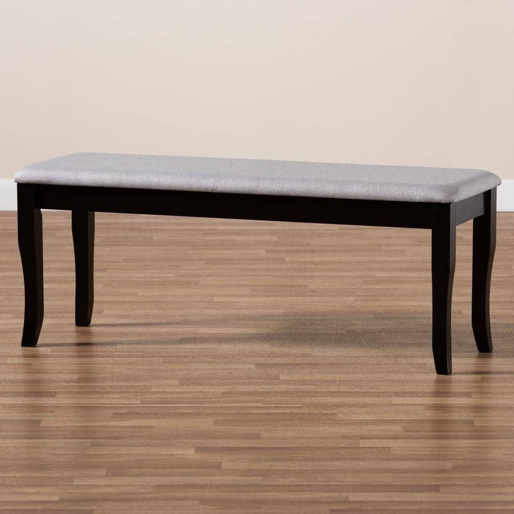 Cornelie Fabric Upholstered Wood Dining Bench Gray/Dark Brown - Baxton Studio