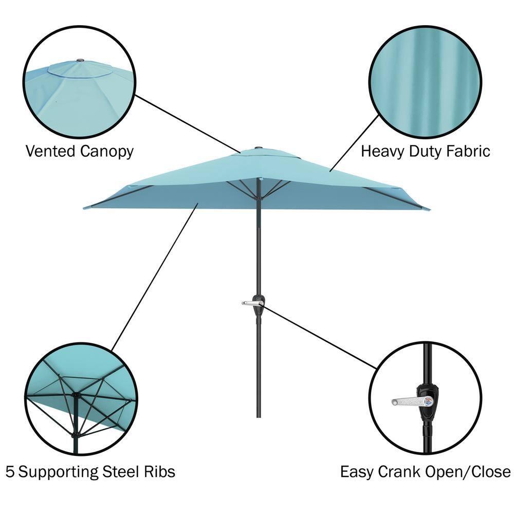Pure Garden Summertime Umbrellas 3 Half Umbrella Outdoor Patio Shade - 9' Patio Umbrella with Easy Crank - Small Canopy for Balcony, Table, or Deck by Pure Garden