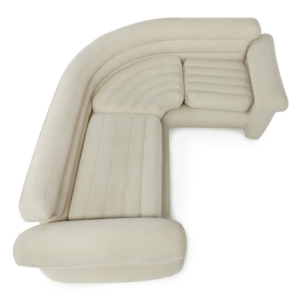 Intex Inflatable Corner Living Room Air Mattress Sectional Sofa Couch, Beige