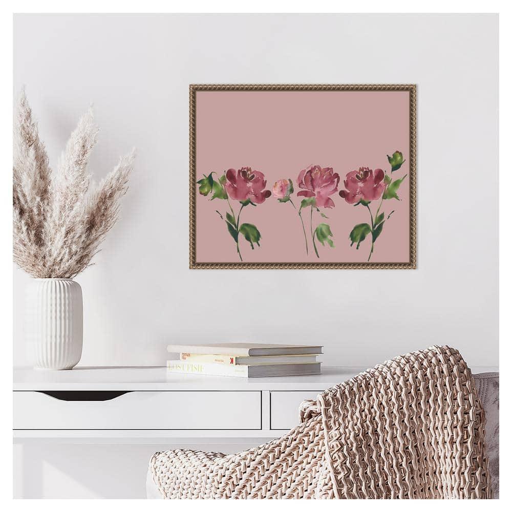 Amanti Art Trio Of Peony Blossoms by Lucille Price Canvas Wall Art Print Framed 20 x 16-in.