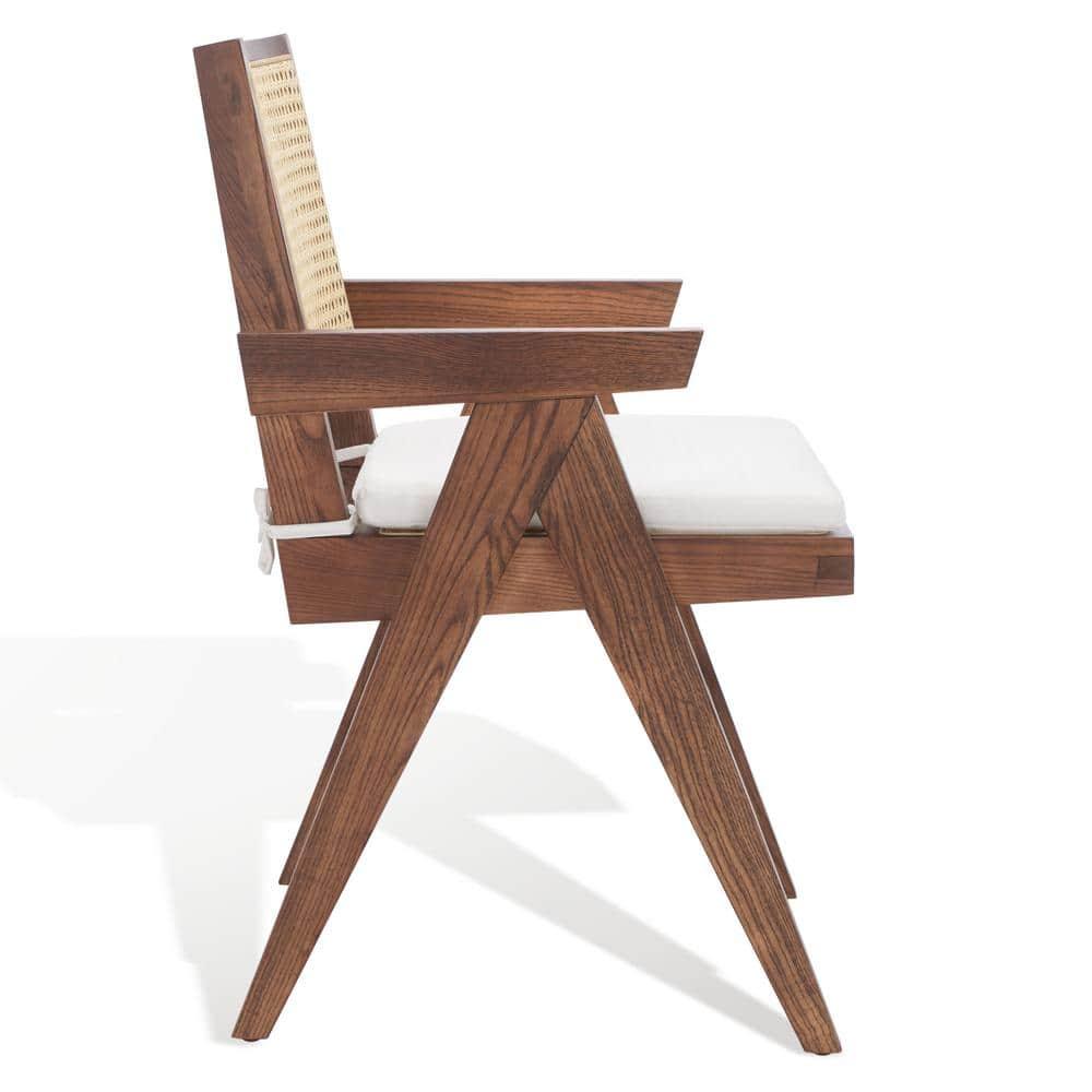 SAFAVIEH Couture Colette Contemporay Linen Solid Dining Armchair, Walnut/Natural