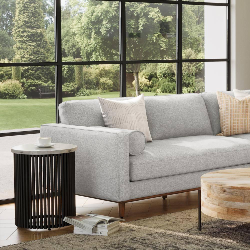 Simpli Home Demy 18"W Genuine Marble Industrial End Table with Slatted Metal Base, Assembled