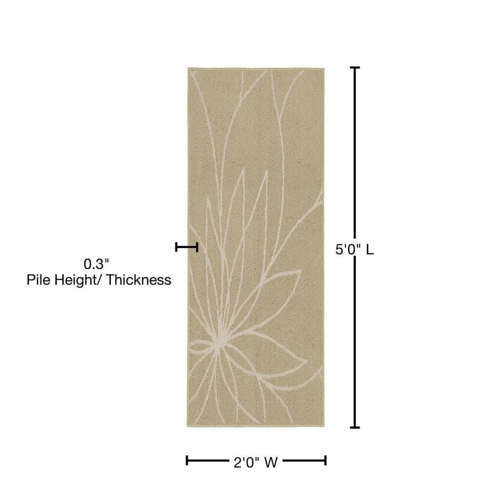 Garland Rug Grand Floral Tan/Ivory Indoor Runner Rug, 2' x 5'