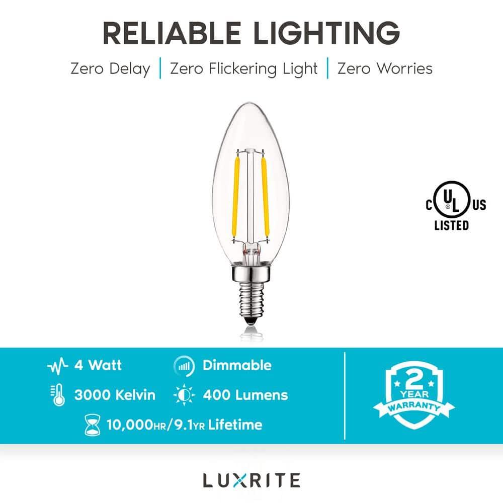 4 Watt (40 Watt Equivalent), B11 LED, Dimmable Light Bulb, E12/Candelabra Base