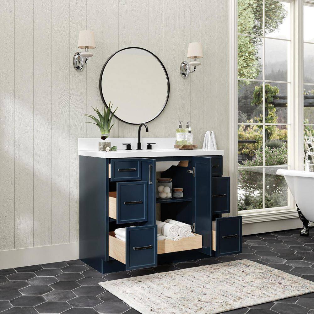 Ariel Kelly 43 Inch Single Rectangular Sink Bathroom Vanity With Quartz Countertop