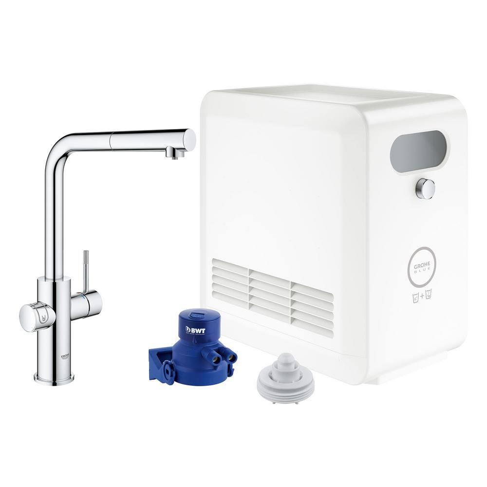 Blue Pull Out Single Handle Kitchen Faucet with Accessories
