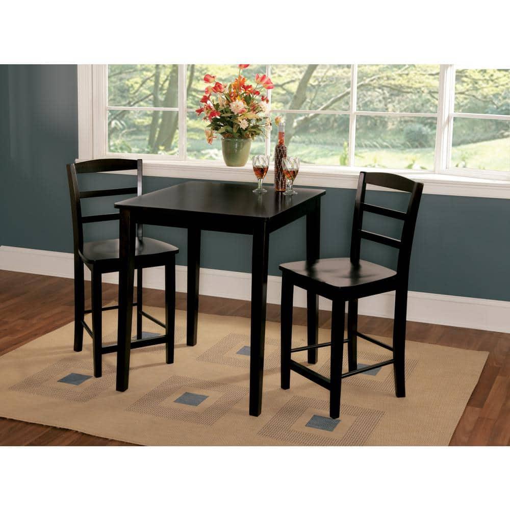 Solid Wood Top Counter Height Table with Shaker Legs Black - International Concepts: Square, 36" High