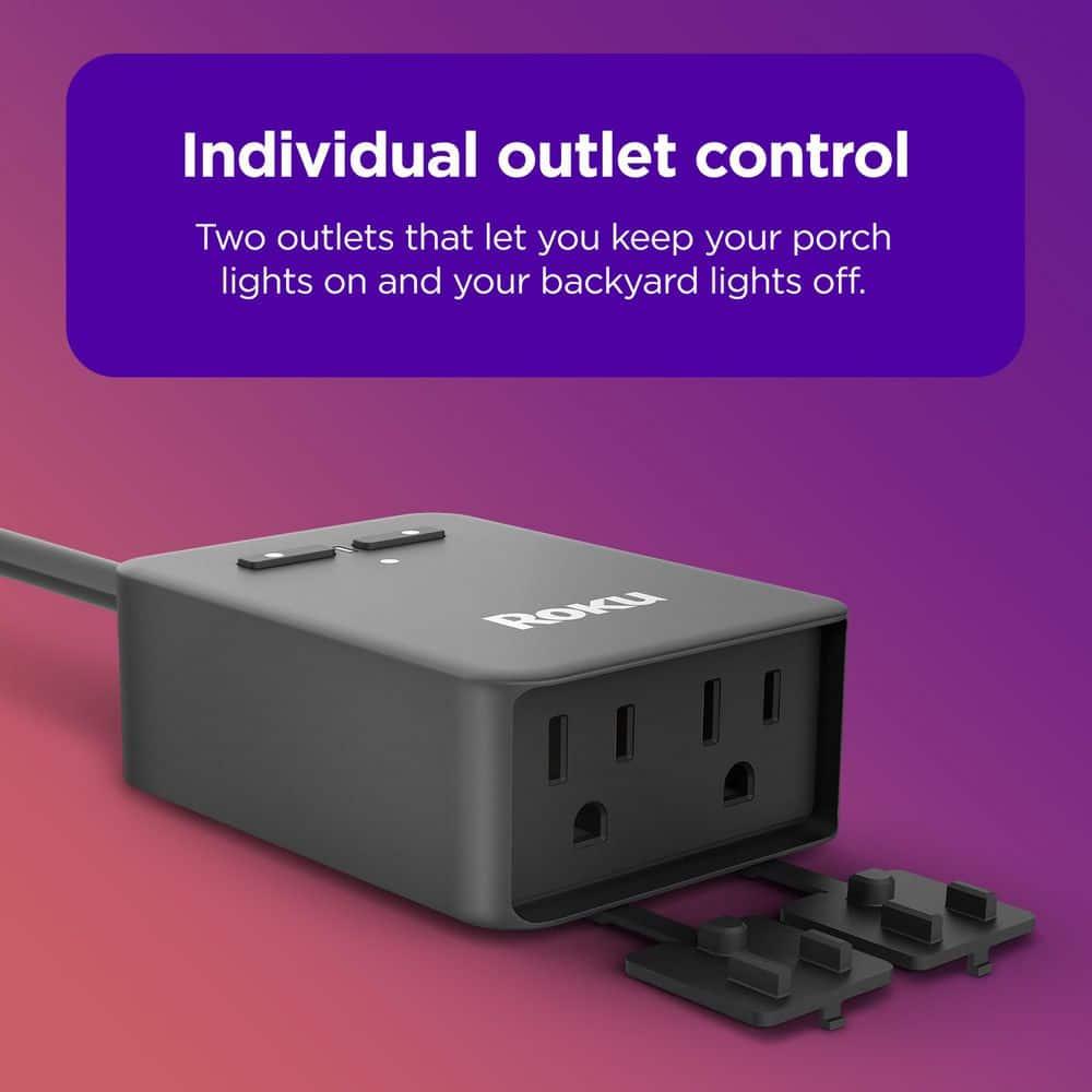 Roku Smart Home Outdoor Smart Plug SE with Custom Scheduling, Independent Outlets, and IP64 Weather Resistance - 15 Amps