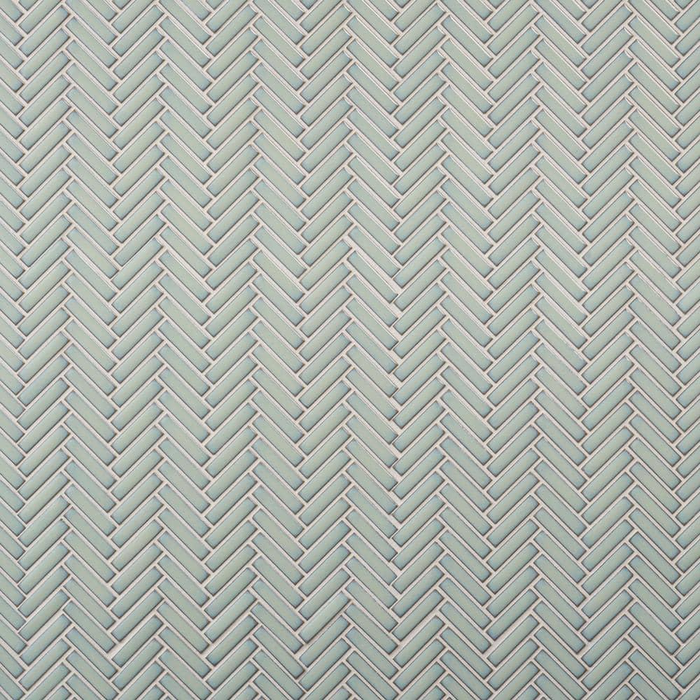 Monogram Herringbone 11.14 in. x 11.14 in. Glossy Porcelain Mosaic Floor And Wall Tile (0.86 Sq. Ft. / Each)