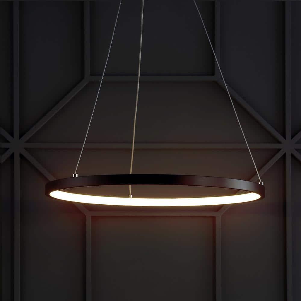 Bradley 15.7" Round Integrated LED Metal Pendant, Matte Black