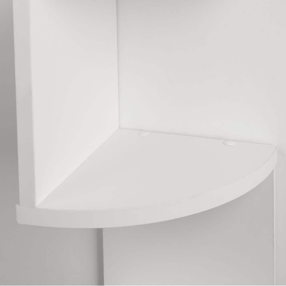 Danya B. 48.5" x 7.7" Corner Zig Zag Decorative Wall Shelf White: Modern Laminated MDF, 5-Tier Storage