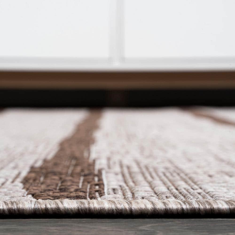3'x5' Colonia Berber Stripe Indoor/Outdoor Area Rug, Beige/Brown - JONATHAN Y