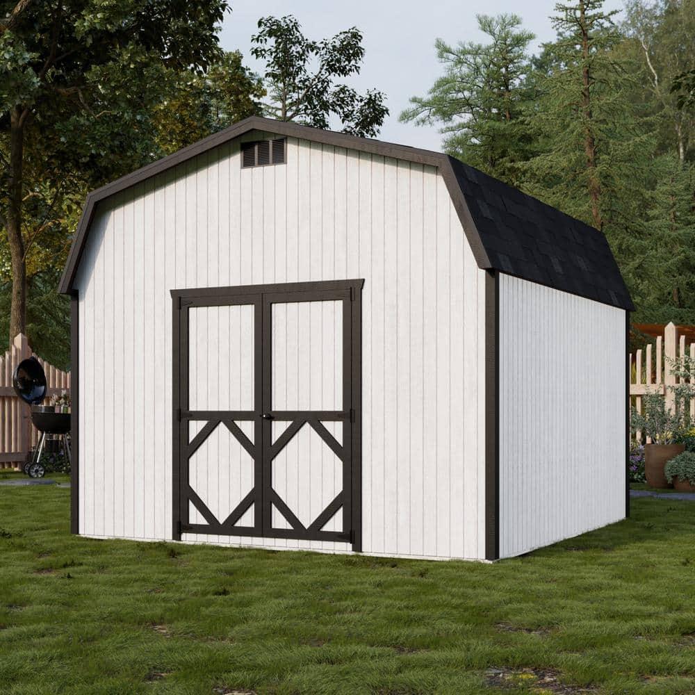 Little Cottage Co. 12x12 Classic Gambrel Barn with 6 ft. Sidewalls and Floor, Outdoor Wood Storage Shed Do-It-Yourself Precut Kit