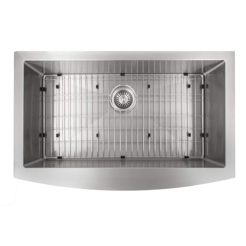 ZLINE 33 in. Vail Farmhouse Apron Mount Single Bowl Stainless Steel Kitchen Sink W/ Bottom Grid (SAS-33)