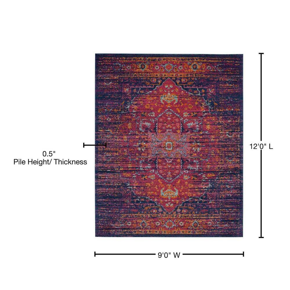 Evoke EVK275 Power Loomed Indoor Area Rug - Blue/Fuchsia - 9'x12' - Safavieh