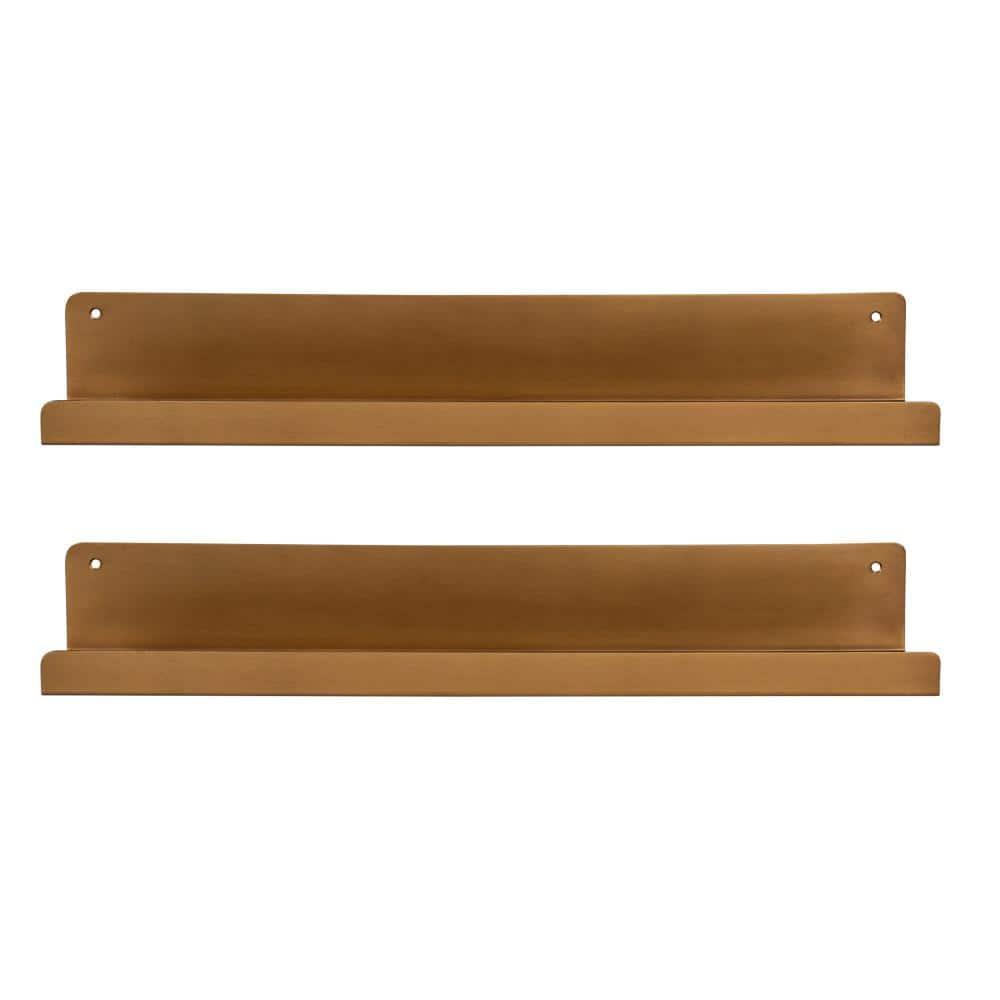 Kate & Laurel All Things Decor 2pc Mezzo Modern Metal Ledge Shelf Set Gold : Display Storage, Pre-Drilled