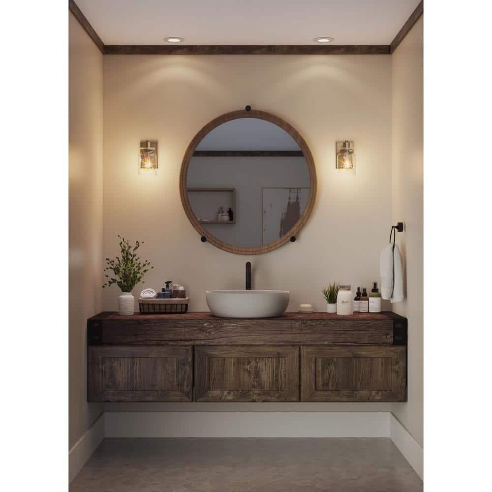 Progress Lighting, Calhoun Collection, 1-Light Bath Light, Vintage Brass, Clear Glass