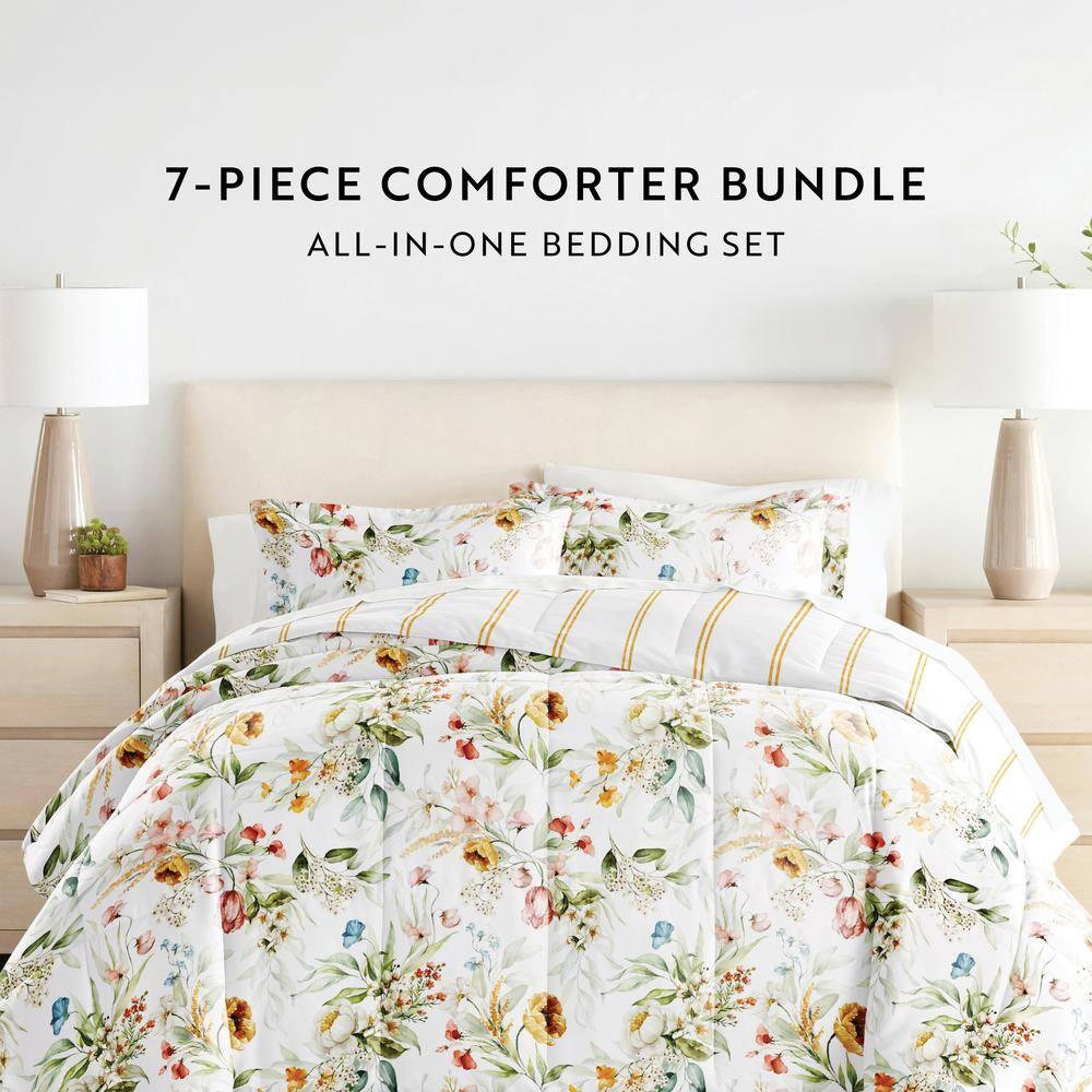 IEnjoy Home 7-Piece Bedding Bundle - Pattern Comforter and Sheet Set