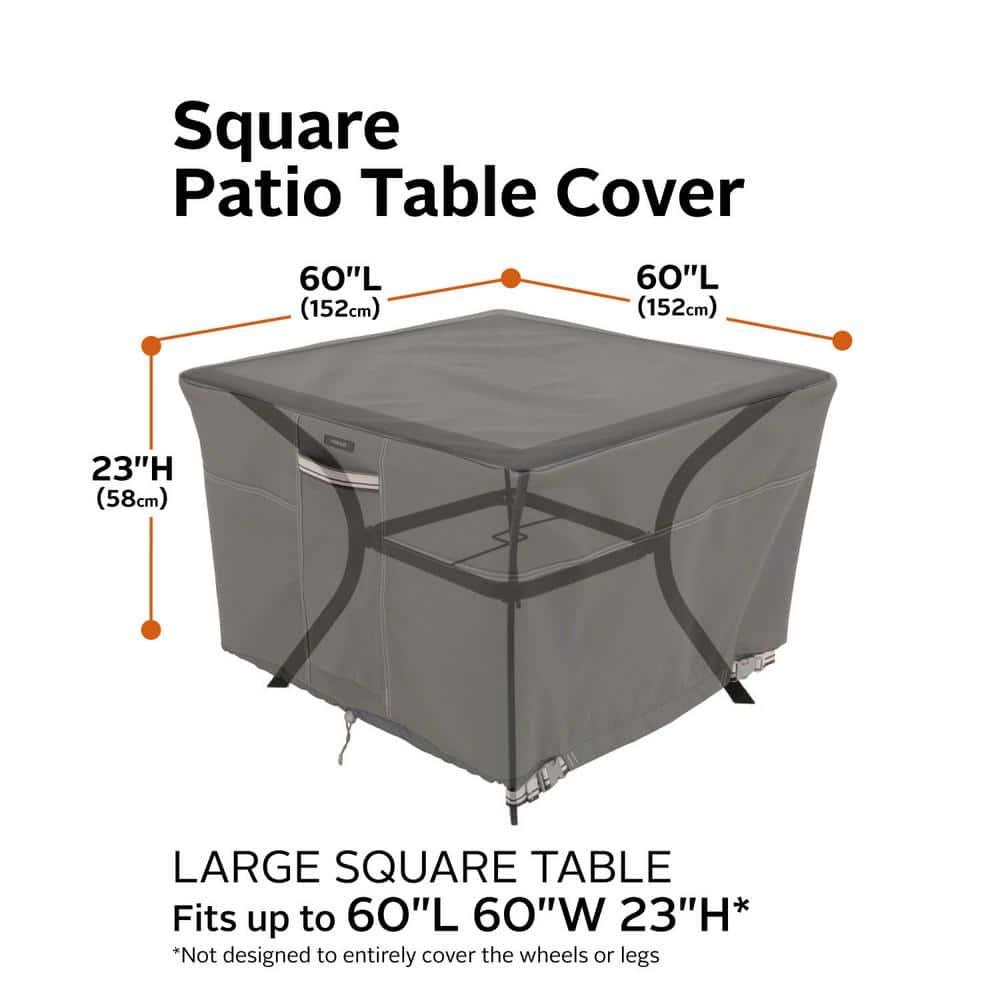 Classic Accessories Ravenna Water-Resistant 60 Inch Square Patio Table Cover