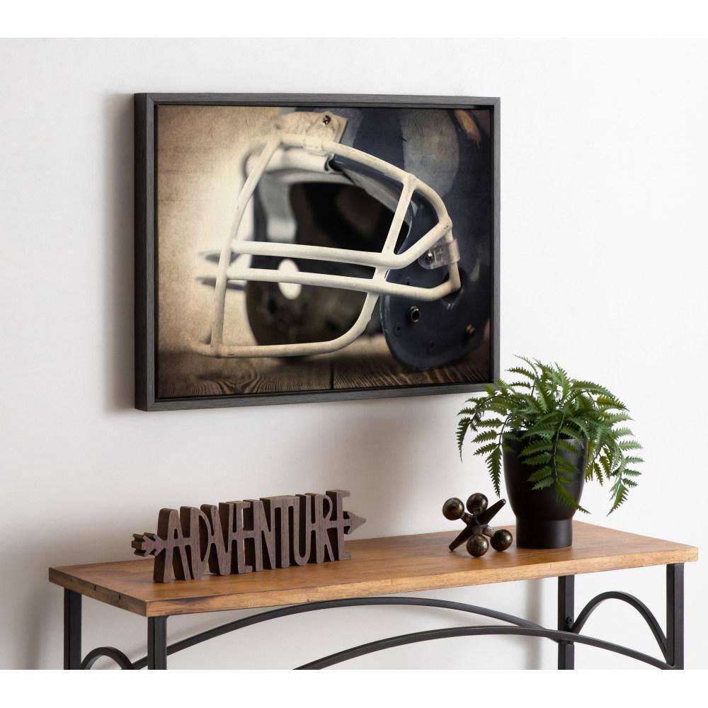 18" x 24" Sylvie Football Helmet Framed Canvas by Shawn St. Peter Gray - DesignOvation