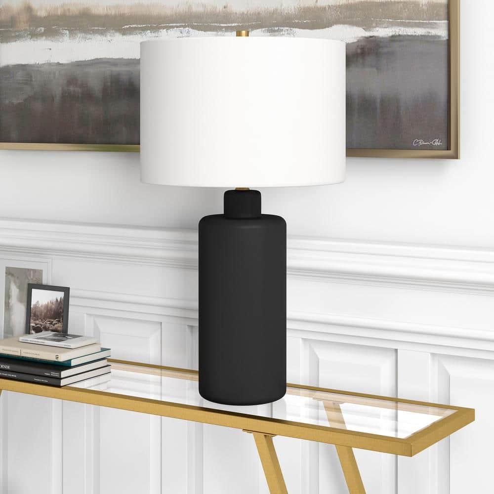 Evelyn&Zoe 25" Contemporary Ceramic Table Lamp with White Drum Linen Shade