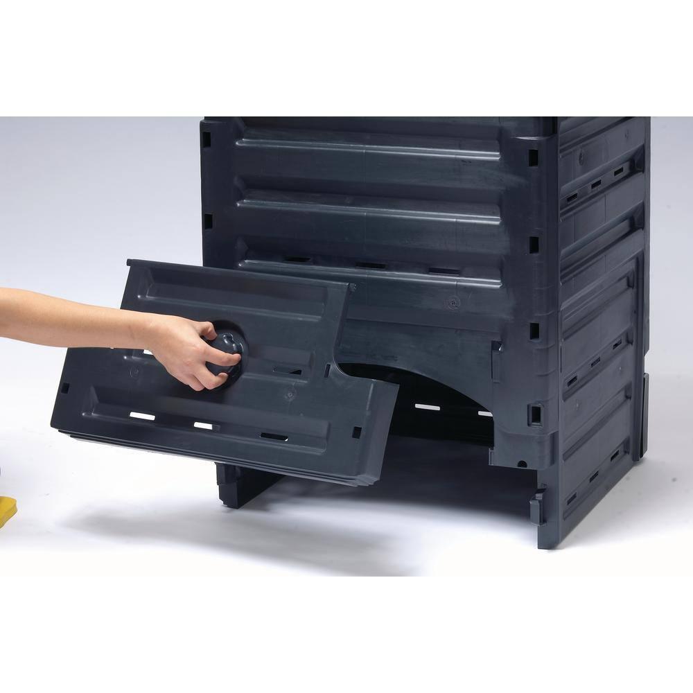Exaco 120 Gallons Polyethylene Plastic Outdoor Stationary Composter with Latching Lid
