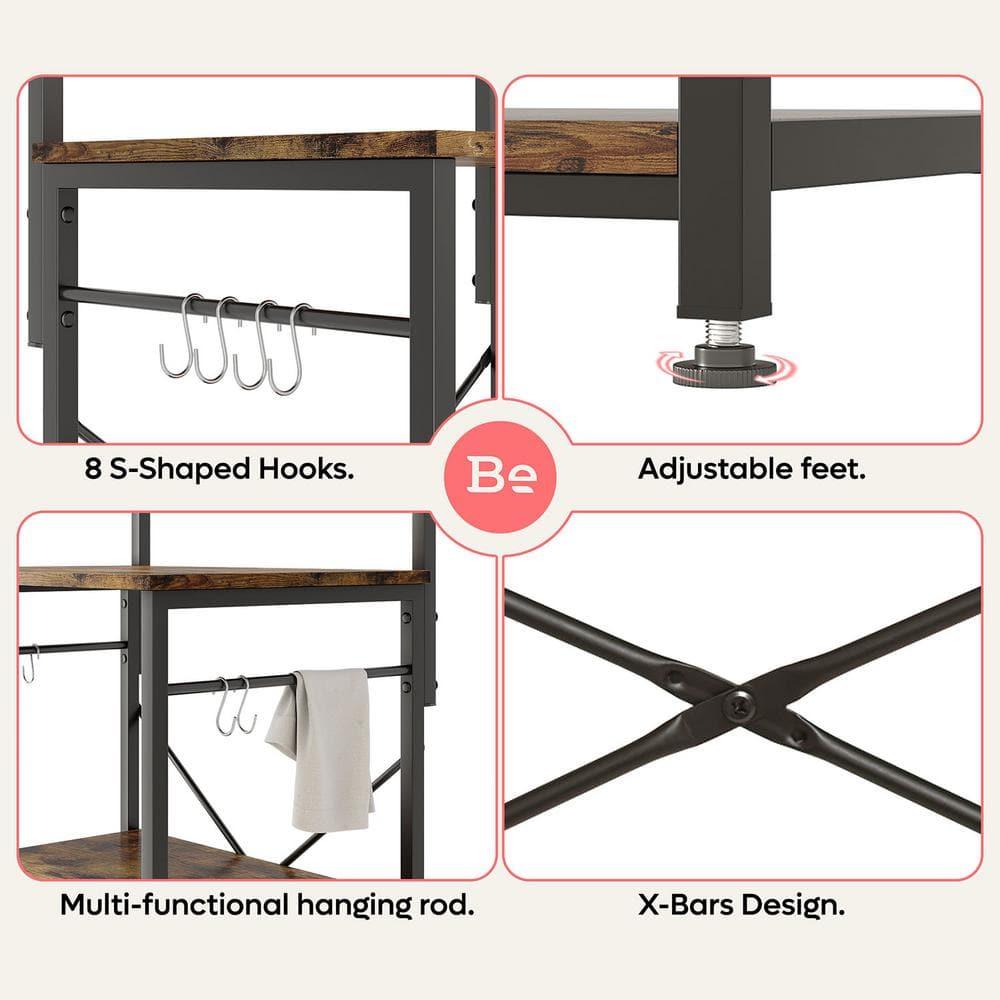 Bestier 5 Tier Microwave Stand, Coffee Bar Table with Storage for Small Space Kitchen 24in brown